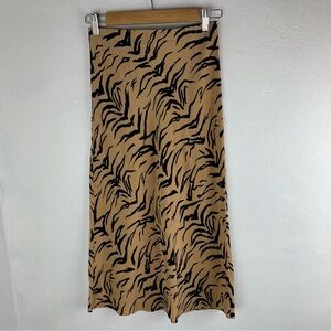 Madewell Tan and Black A-Line Skirt 100% Silk